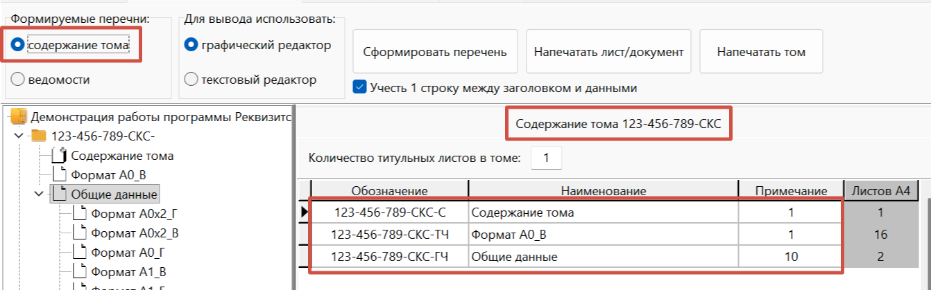 Содержание проекта, оформленного листами